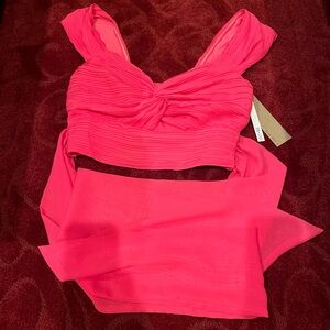 Twist Front Bow Tie Crop Top Size Small Pink